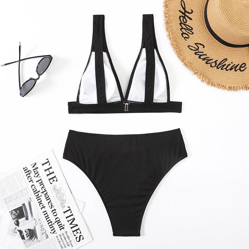 Ladies Triangle V-Neck 2PCS Bikini Set Swimsuit