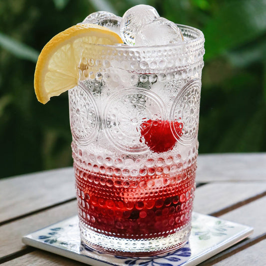 13 oz. Beaded Floral Clear Drinking Glasses