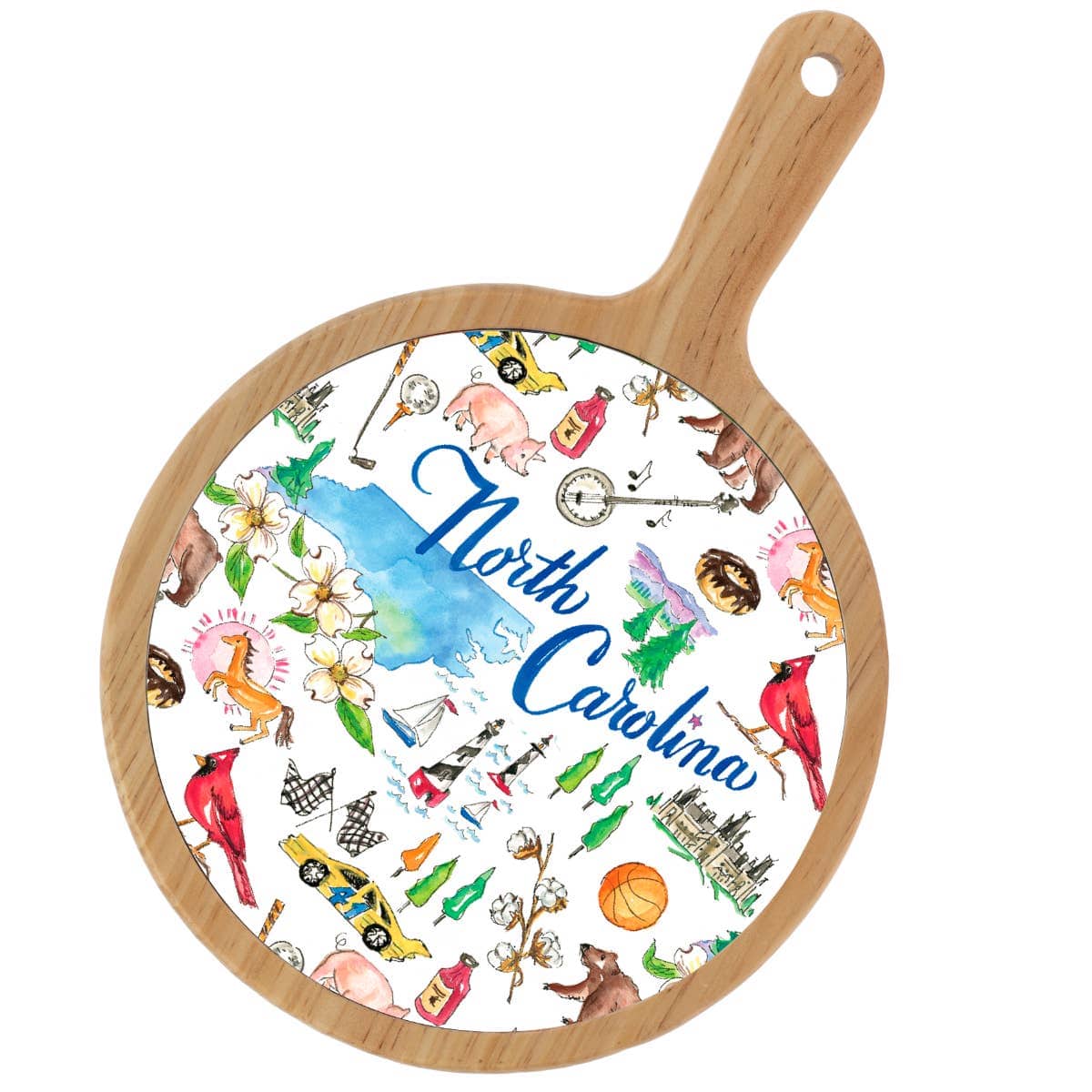 North Carolina NC State Bamboo Cheese Board Rosanne Beck