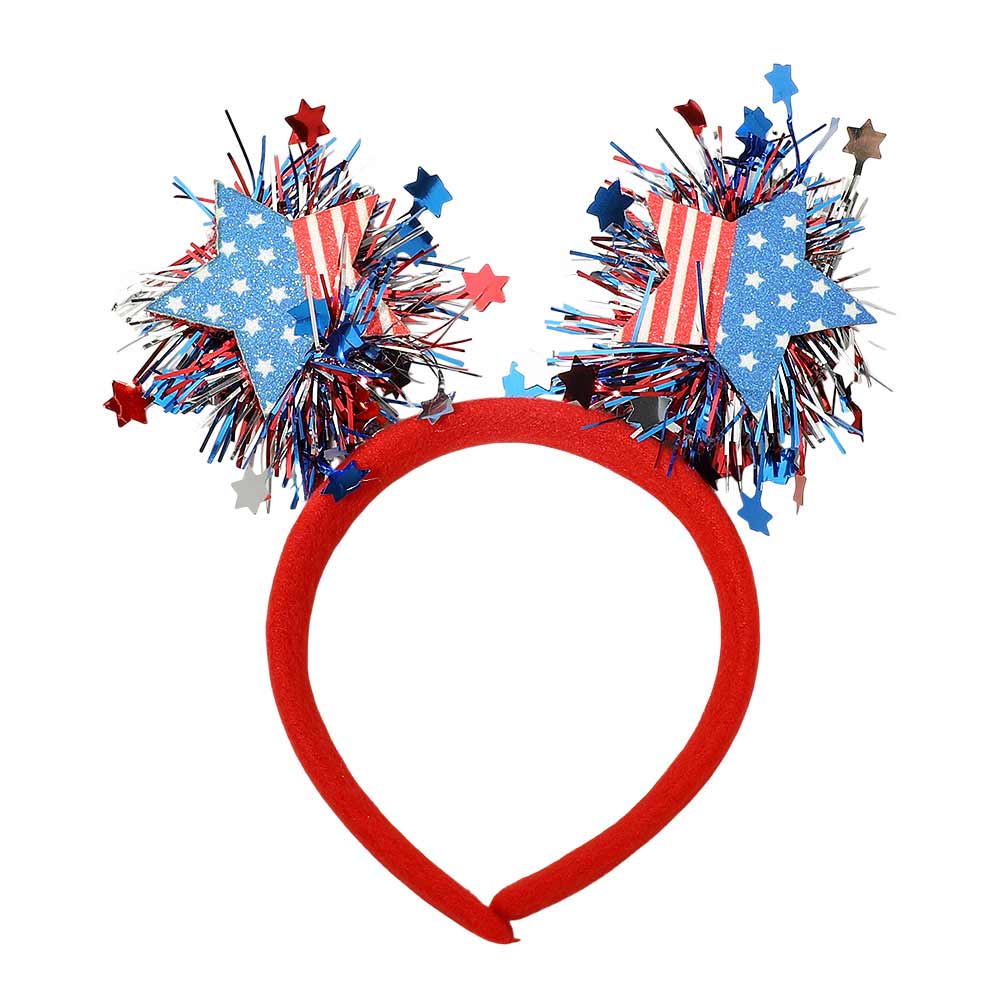 American USA Flag Star Ear Tinsel Headband