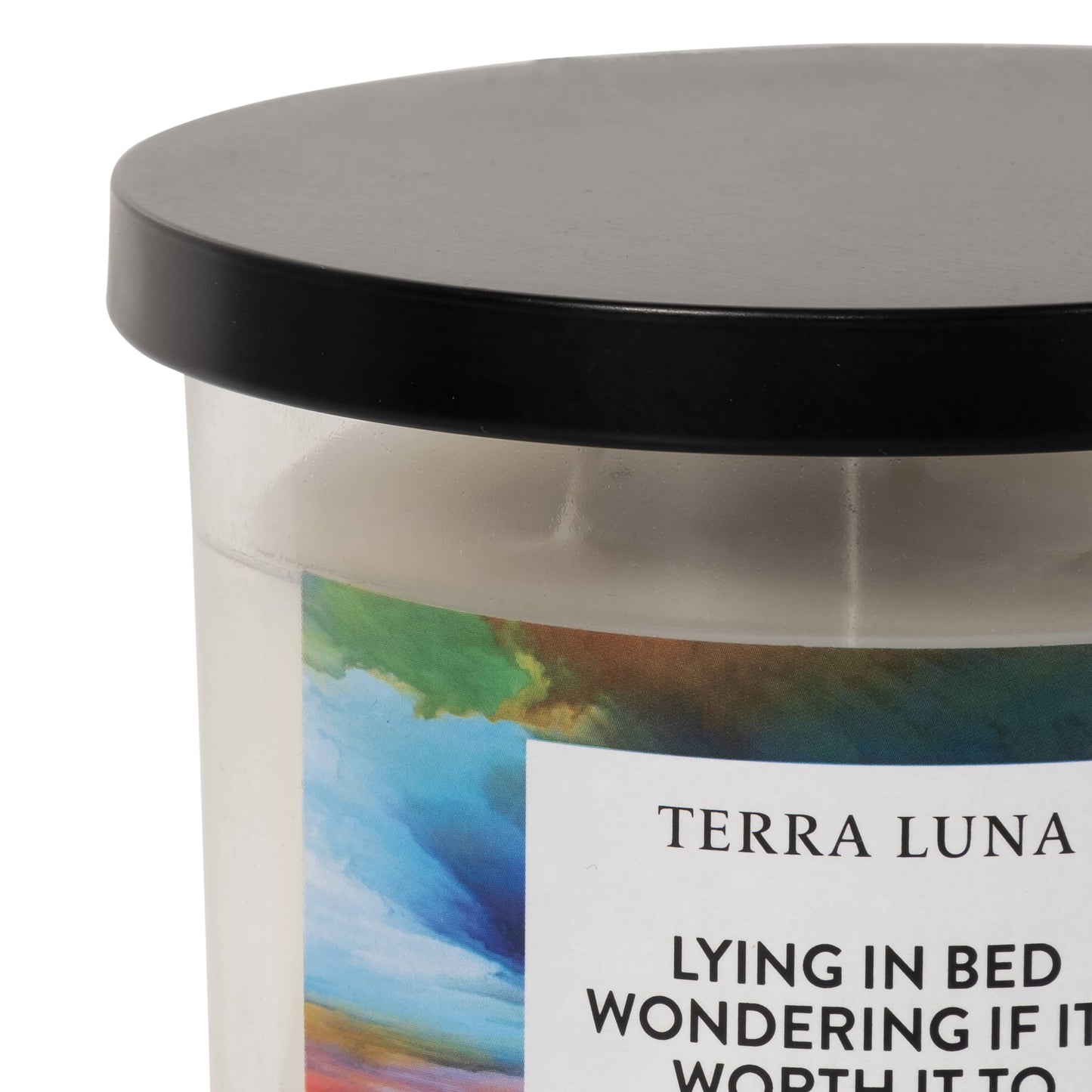 Candle - Orange/Blue Glass Lying In Bed with Lid, 12 Oz