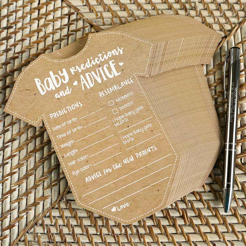 Baby Shower Prediction Advice Card - Onesie Shape (Set of 50)