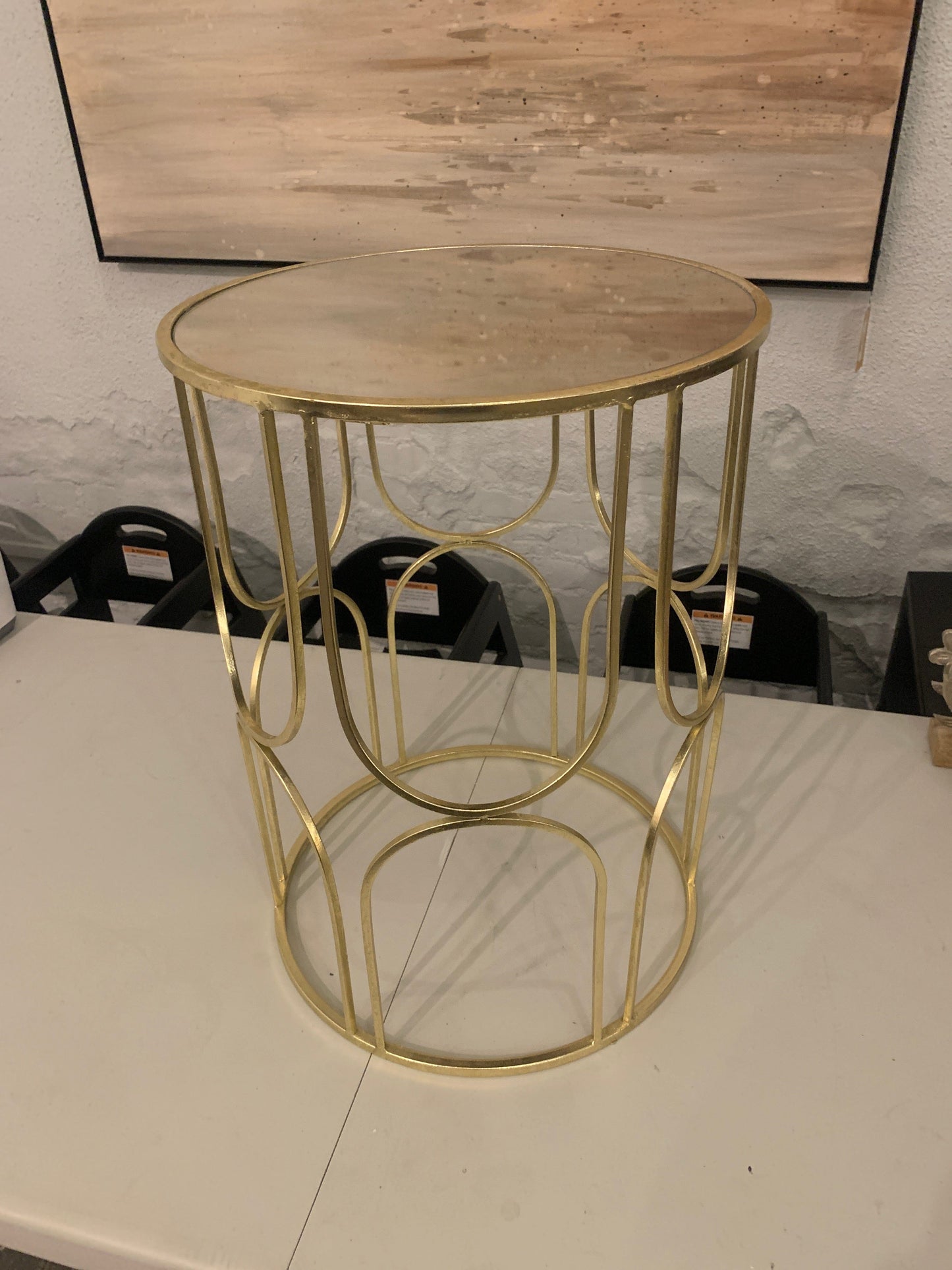 Gold w/ Mirror Top Table