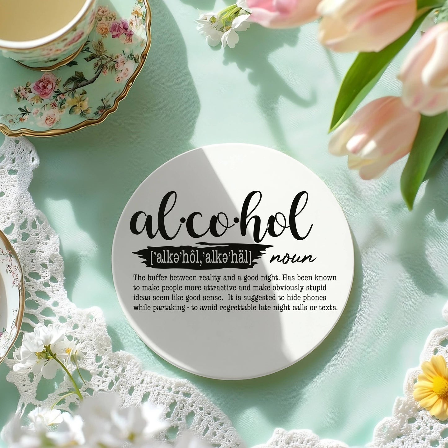 Mom Life Ceramic Drink Coaster | Funny Barware Gift Parents
