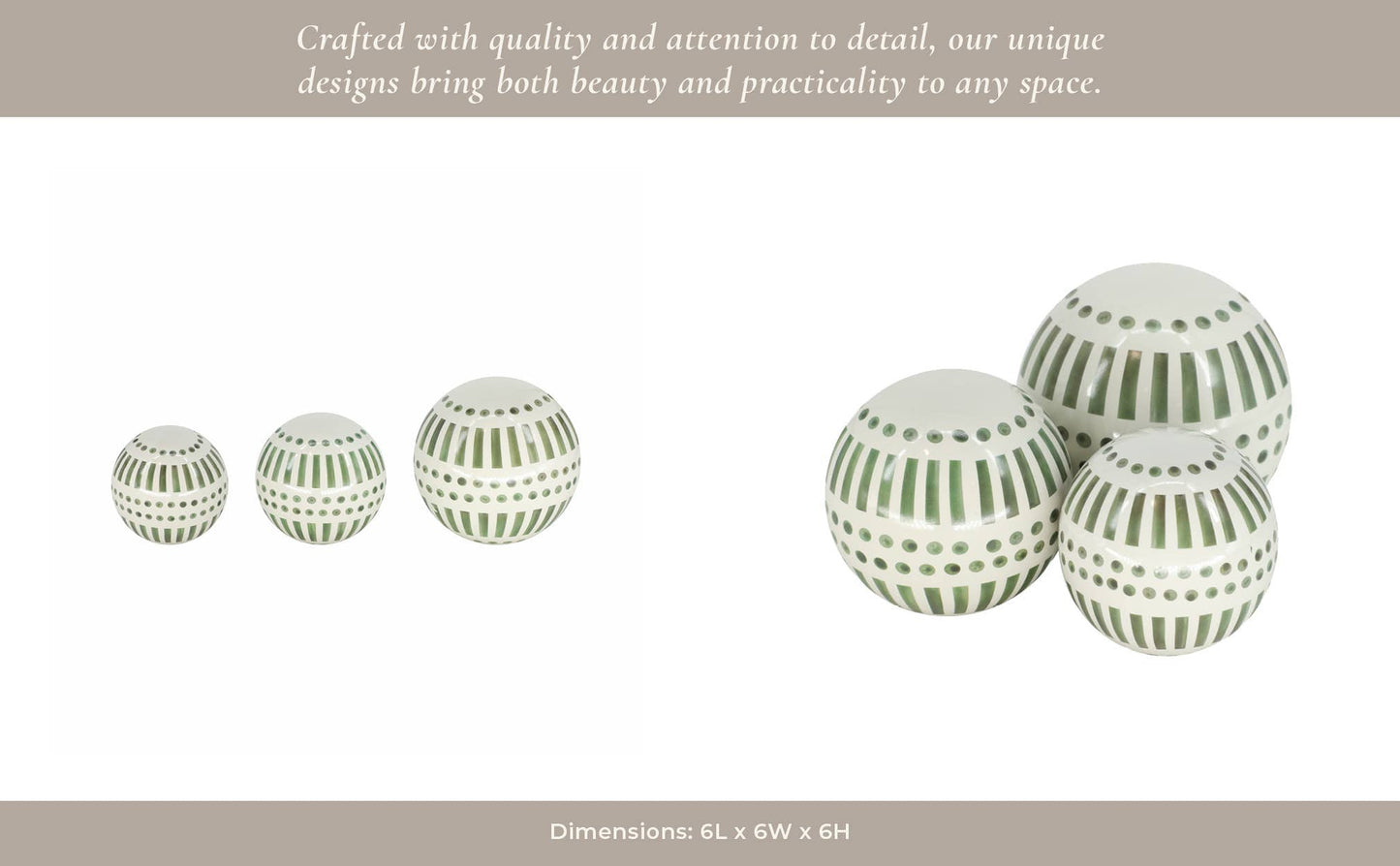 Green Ceramic Modern Line Design, 4/5/6 in.