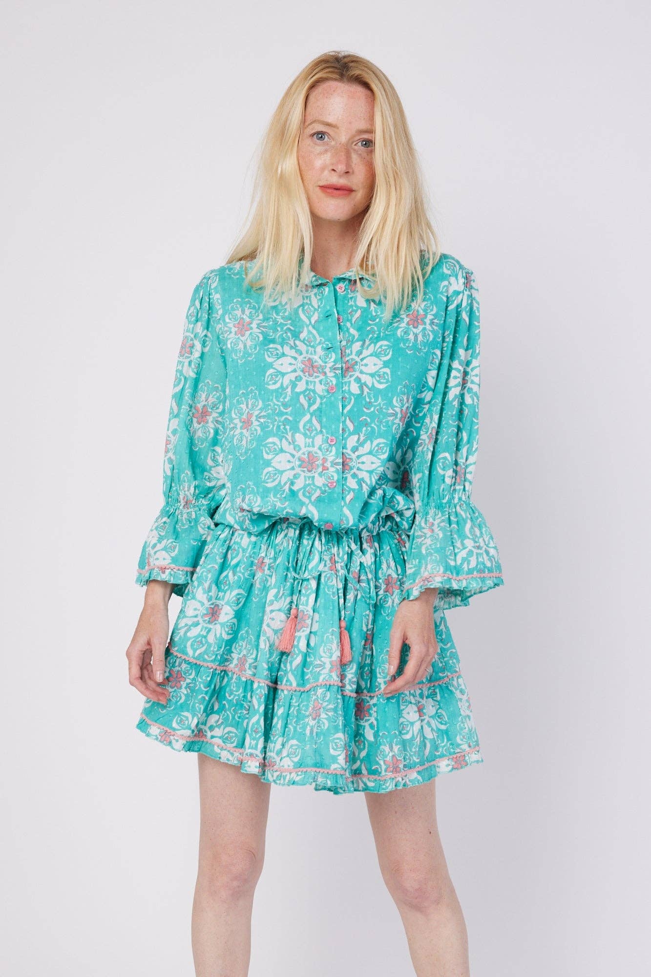 Penelope Resort Spring Summer Dress Sky Blue White French