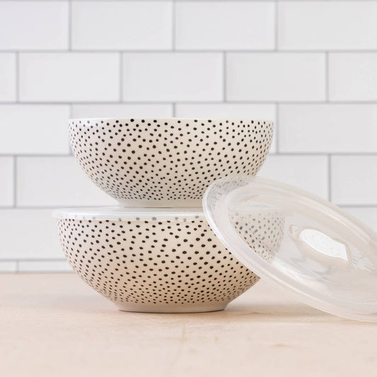 Set 2 Dotty Bowls w/ Plastic