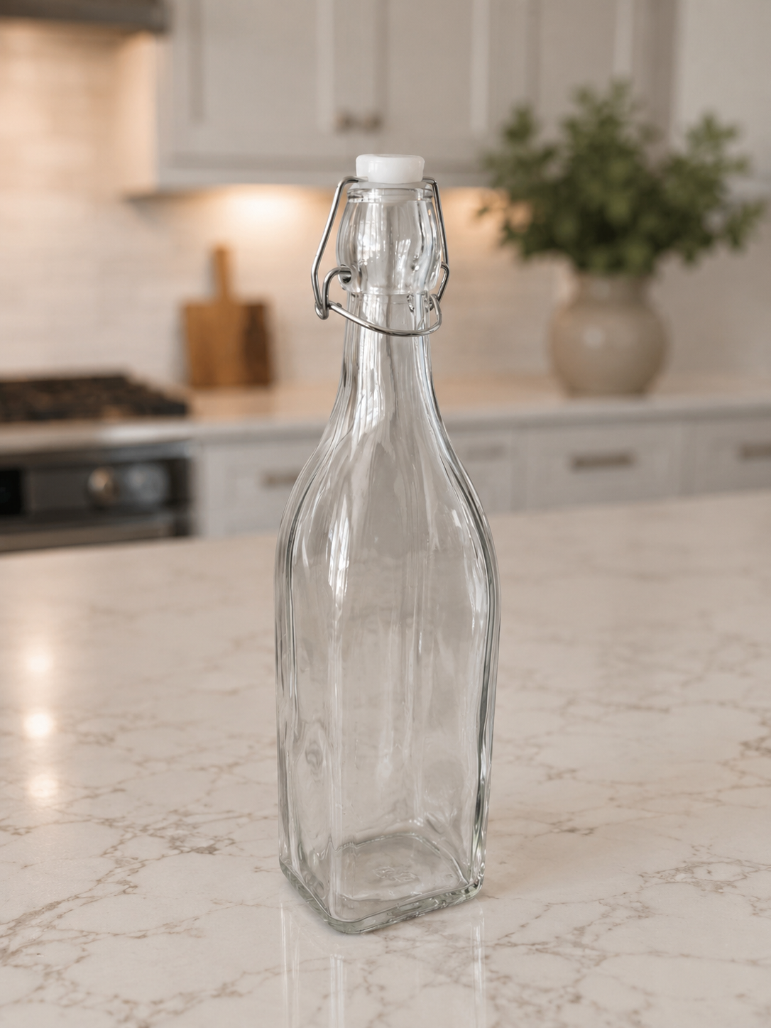 Glass Water Bottle with fastener