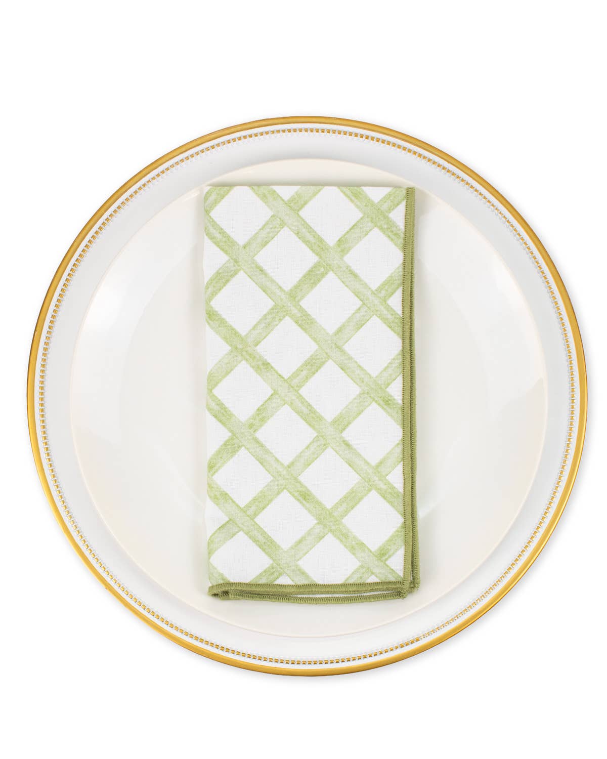 Watercolor Trellis Napkin   White/Green   18x18