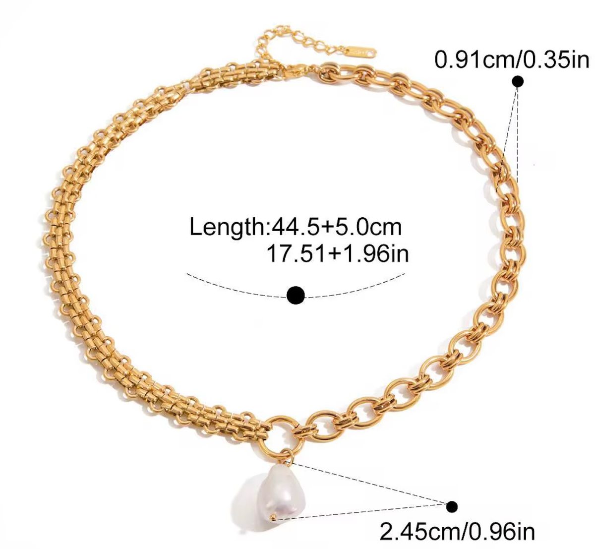 Lucy- Pearl and Mixed Chain PDV Necklace