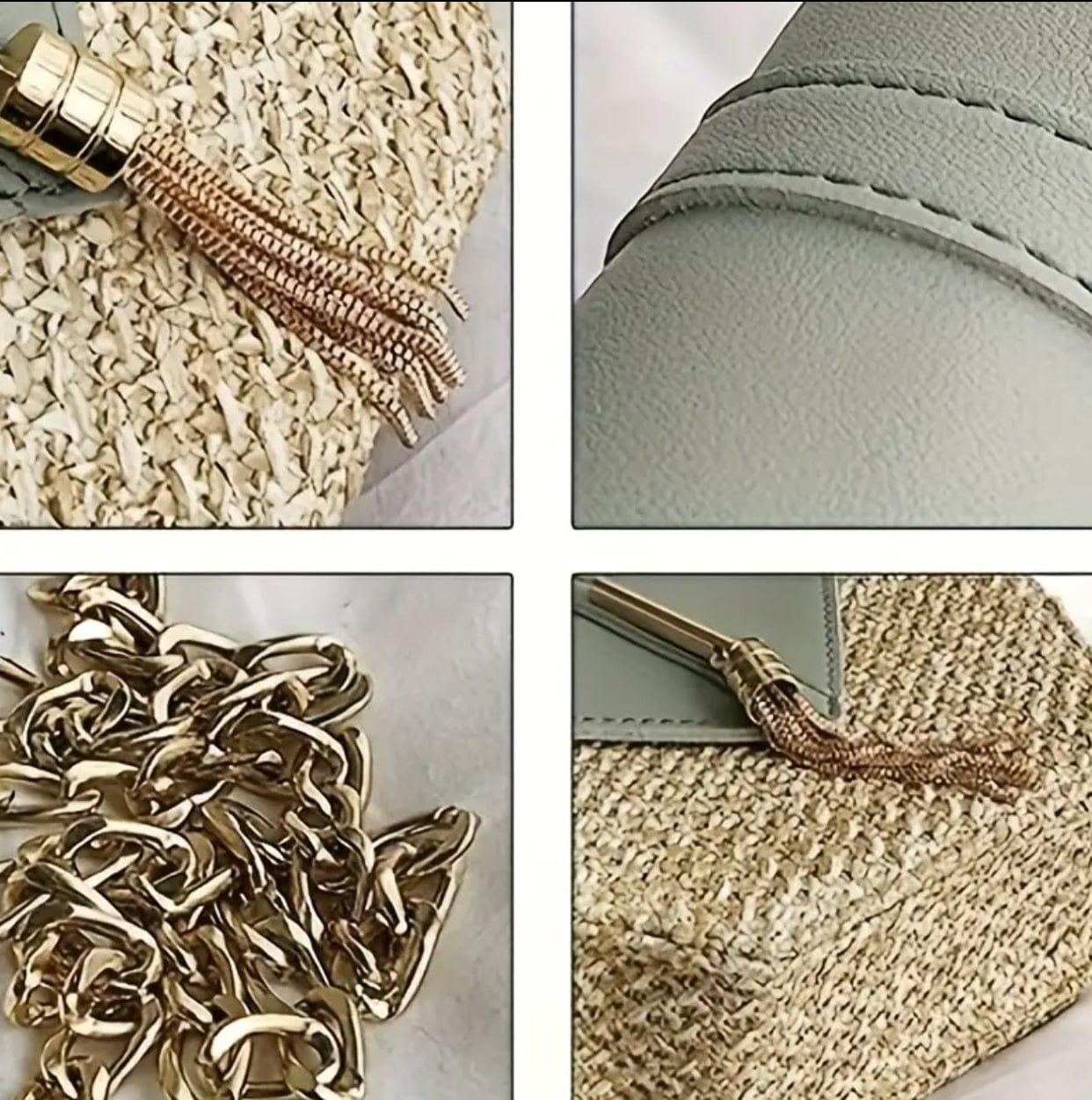Hexagon Shaped Woven Straw Design Purse