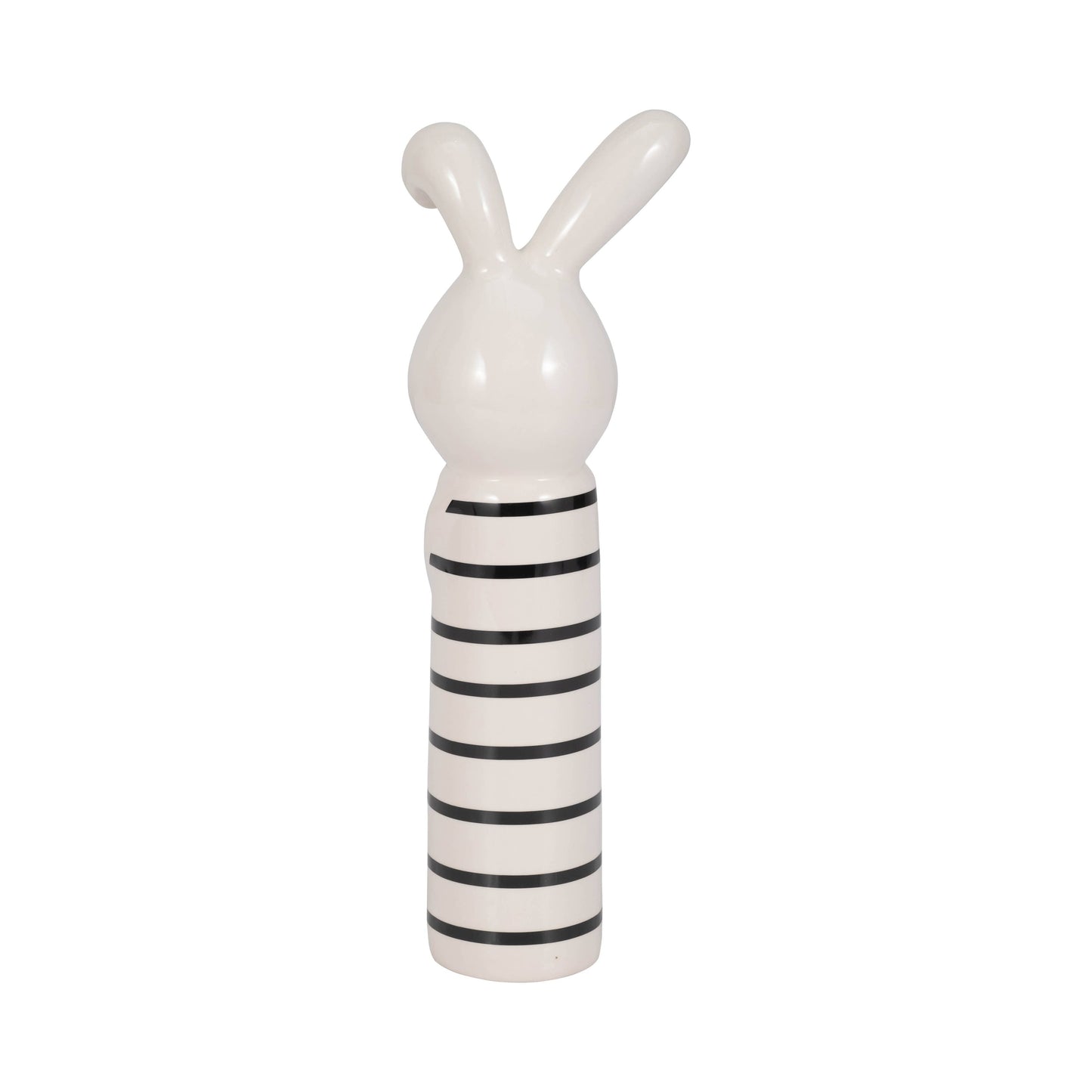 Ceramic Lines Bunny with Gold Heart Figurine - Black, 12 in.