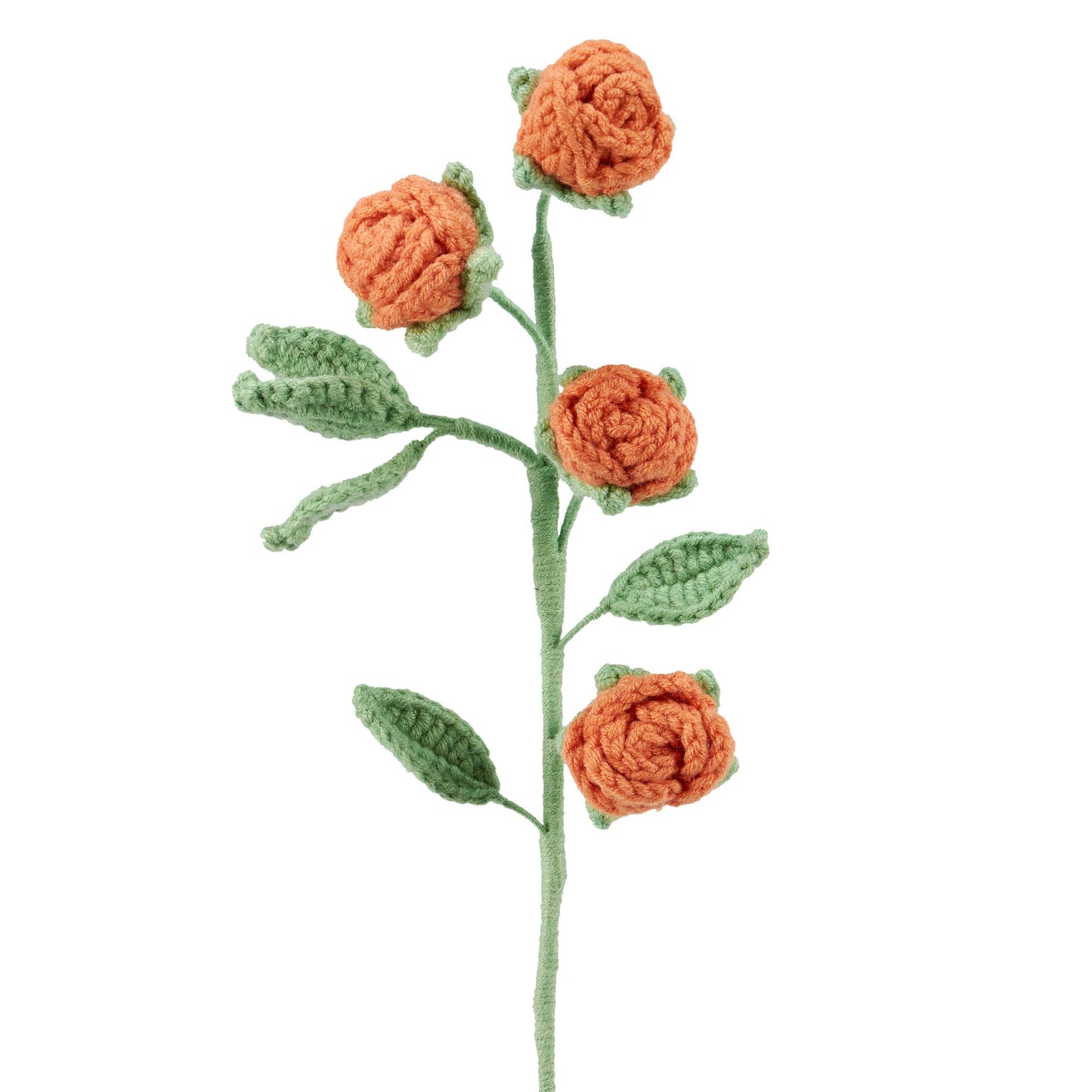 Orange Rose Stem Crochet Flower