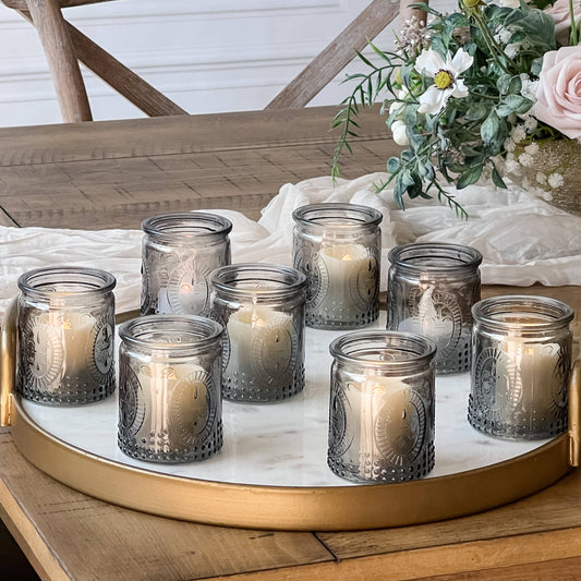 Vintage Smoke Gray Glass Tea Light Holder
