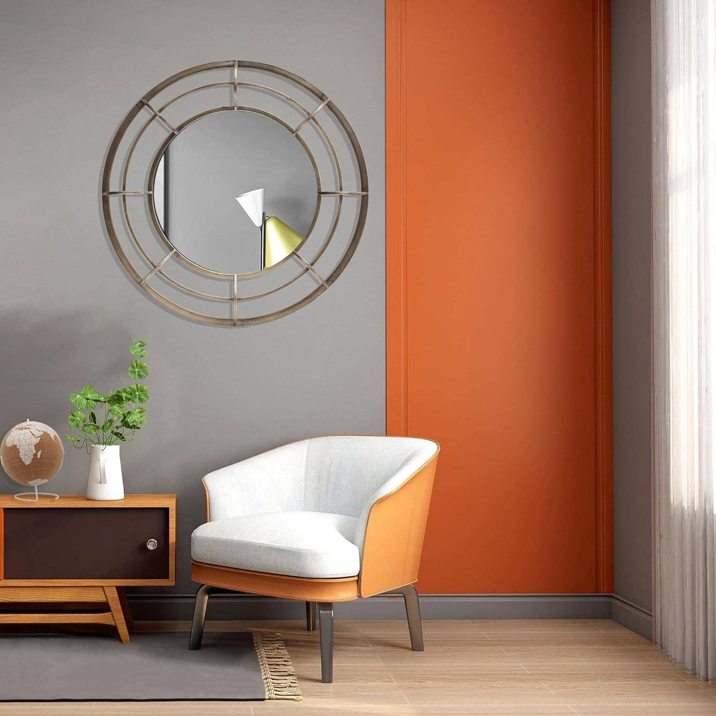 Geometric Metal Mirror - 28” Round Wall Mirror