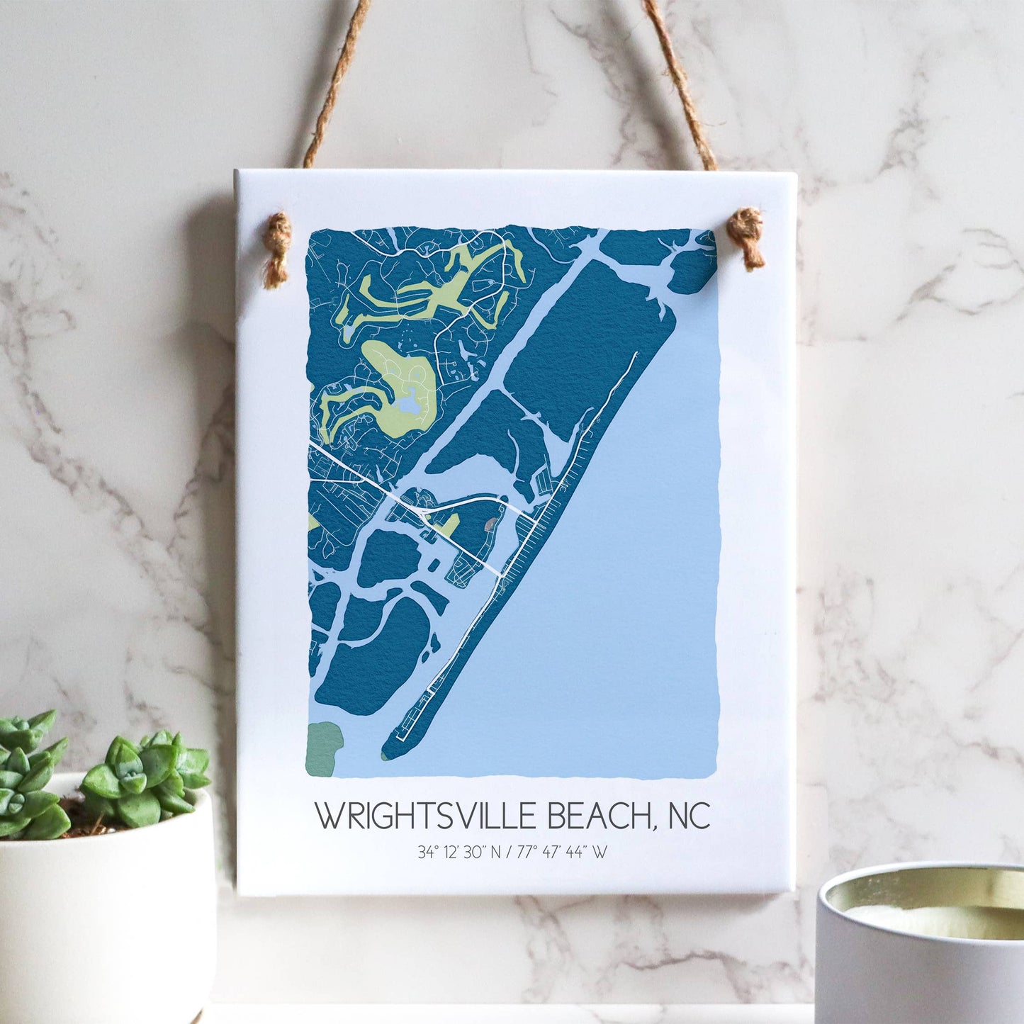 Wrightsville Beach North Carolina city map ceramic tile sign