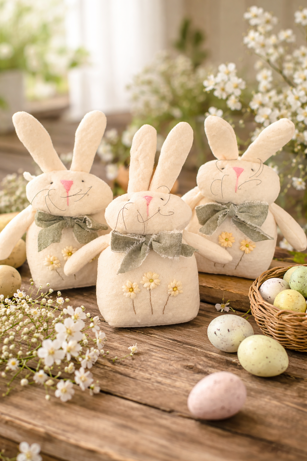 Mopsy Soft White Bunny Whiskers Decor Handmade