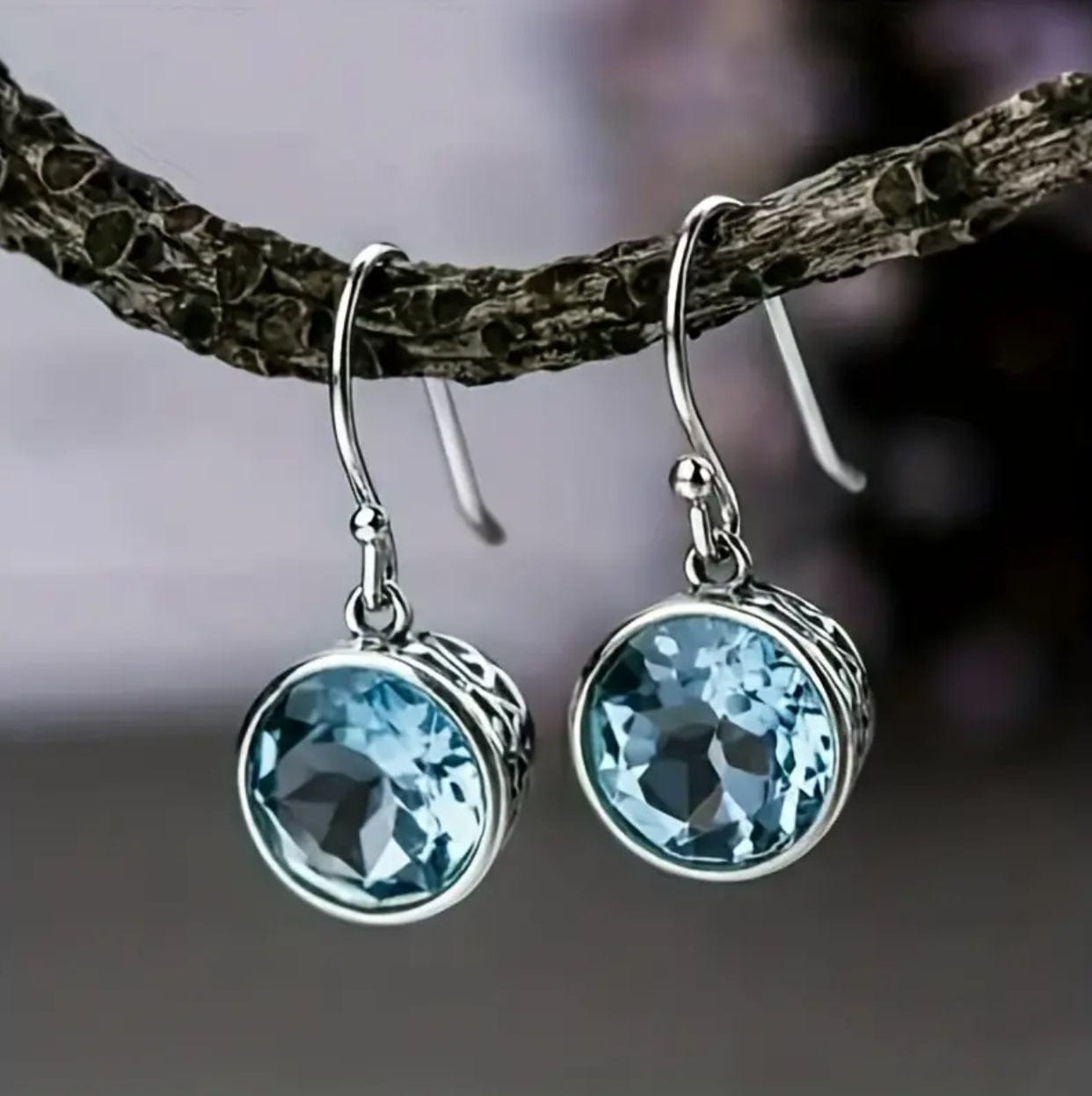 Blue Gem Earrings