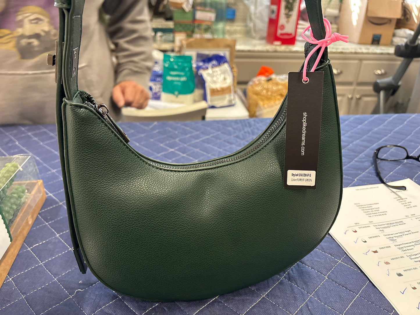Zarina Vegan Leather Shoulder -Green