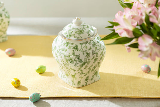 Porcelain 7.5" Large Size Green Canister