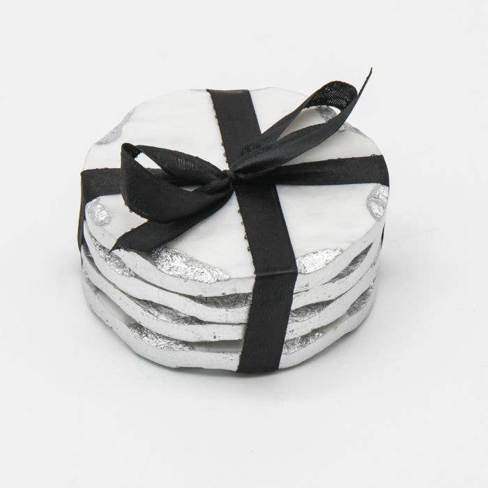 Silver Edge Coaster - Set of 4 Gift Set