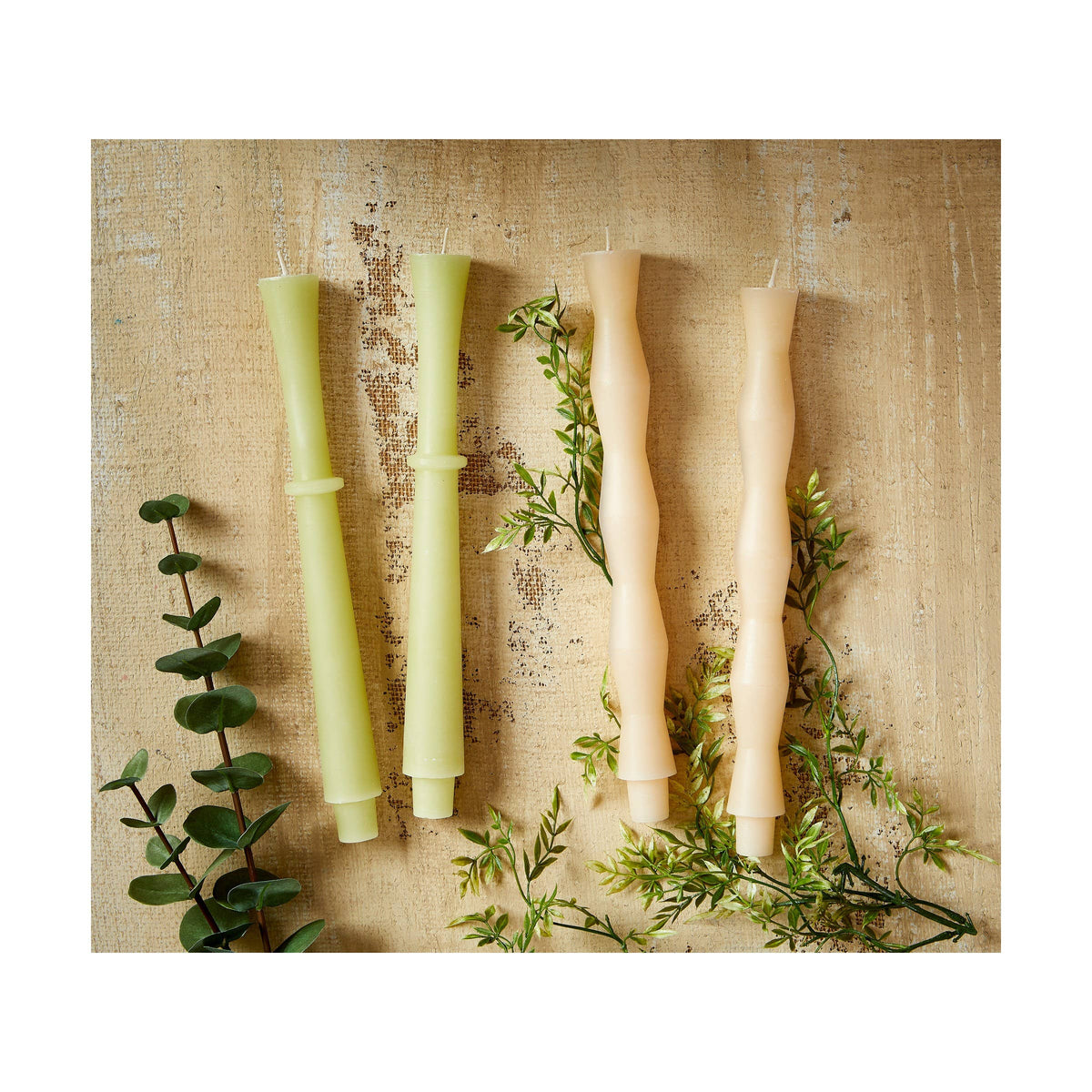 Column Sculpted Tapers Set of 2 Ivory Paraffin Wax