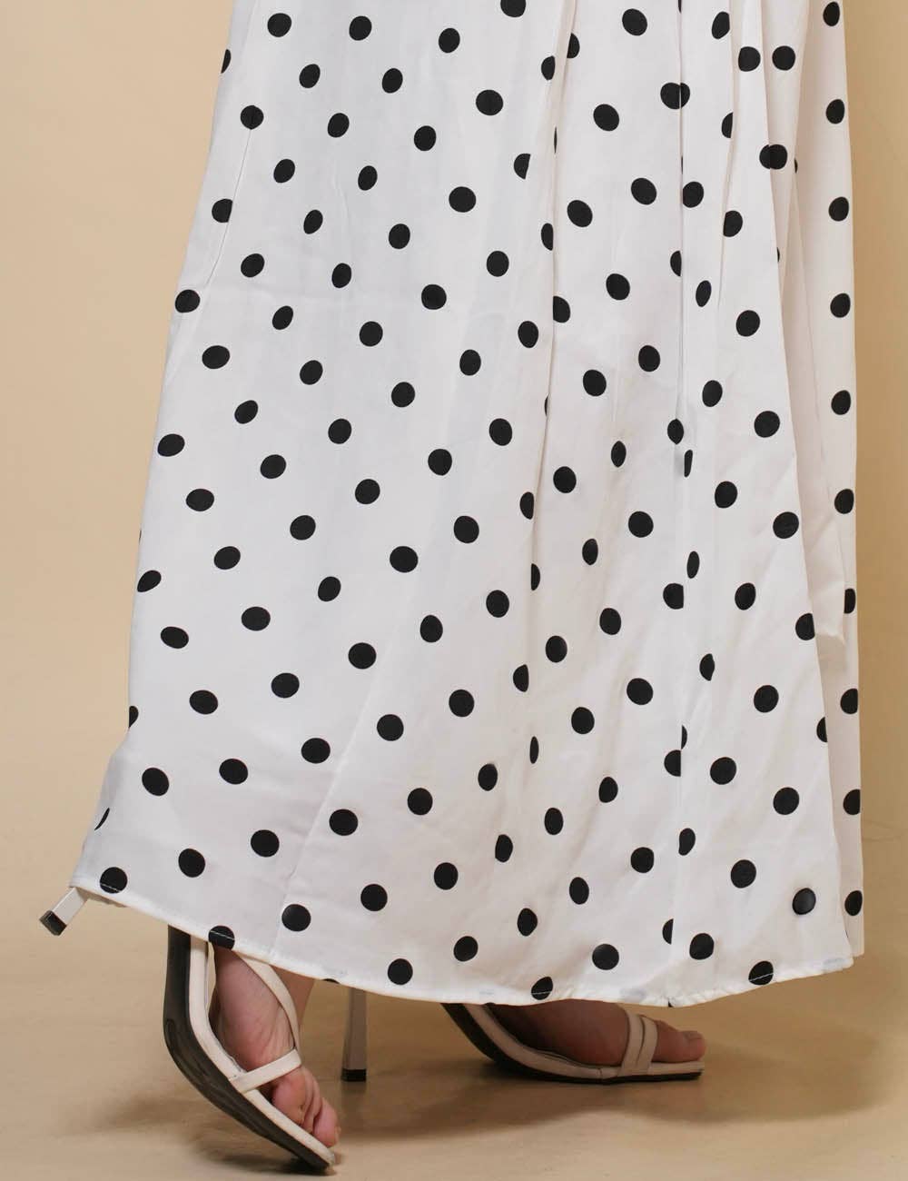 Ladies Polka Dot Crop Top Midi Skirt 2PCS Set