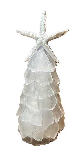 Mini Seaglass Christmas Tree No Lights Resin Starfish, 6 in