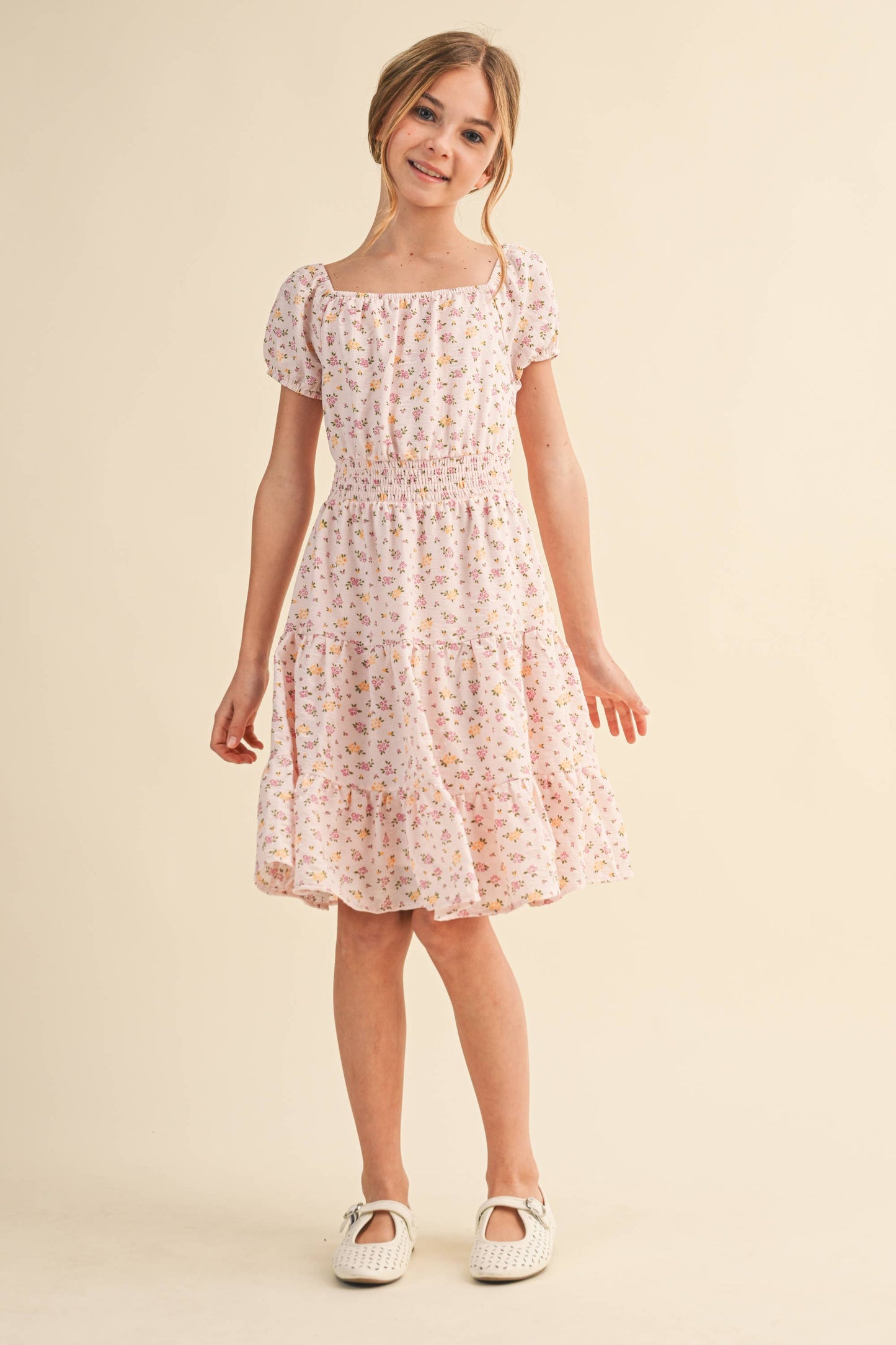 TWEEN KIDS GIRLS PEASANT PUFF SLV SMOCKED WAIST (7-12)