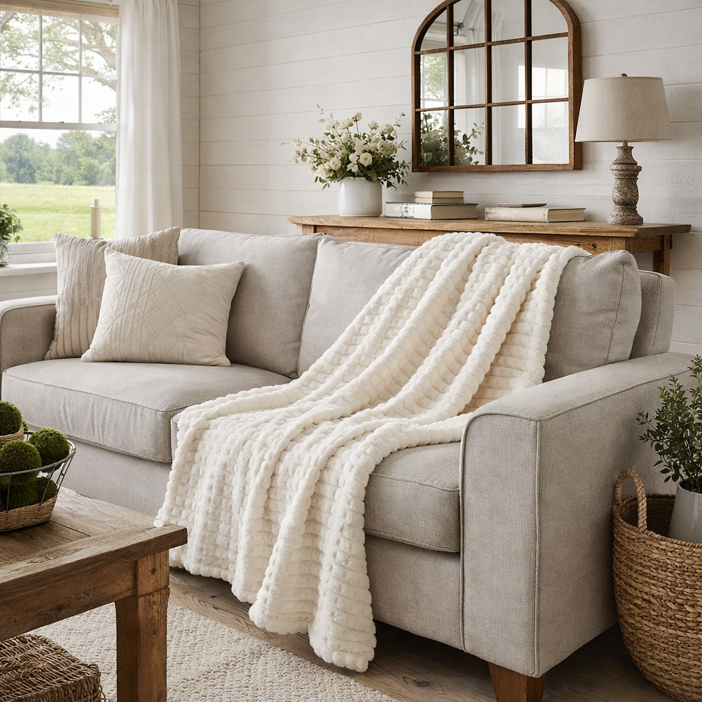 Textured Waffle Large Throw Blanket - 60"x80"
