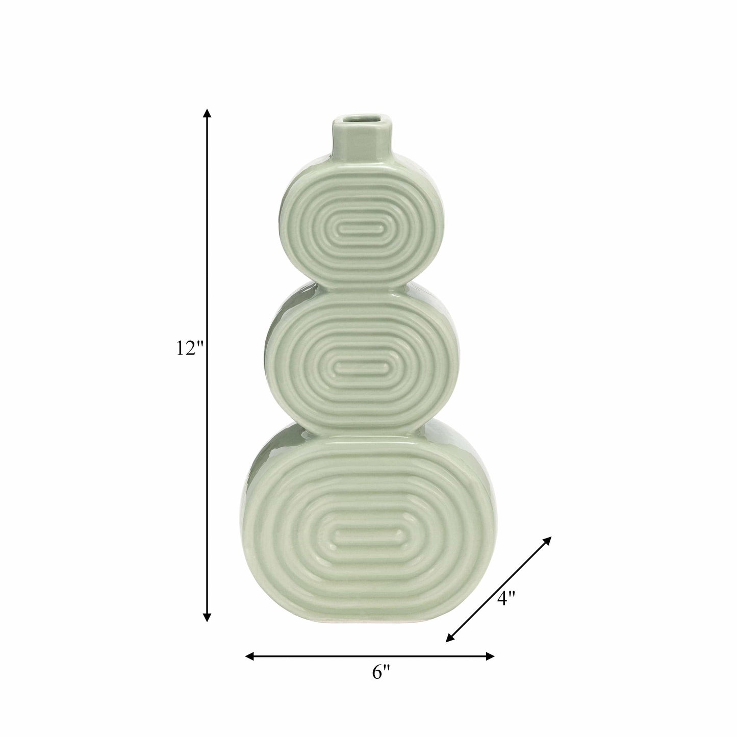 Ceramic Creative Stacked Circles Floral Vase - Green, 12 in.