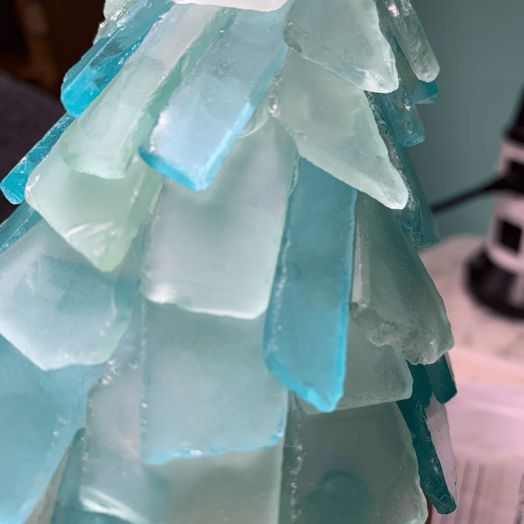 Mini Seaglass Christmas Tree No Lights Resin Starfish, 6 in