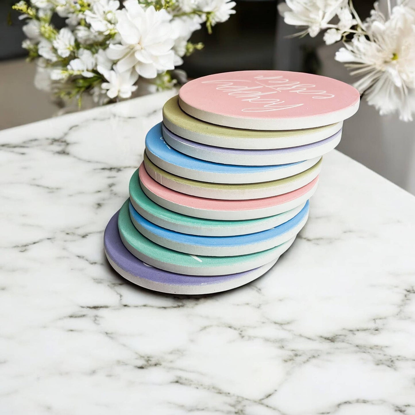 Easter Tabletop Decorations, Spring Coaster Gift Set Ceramic