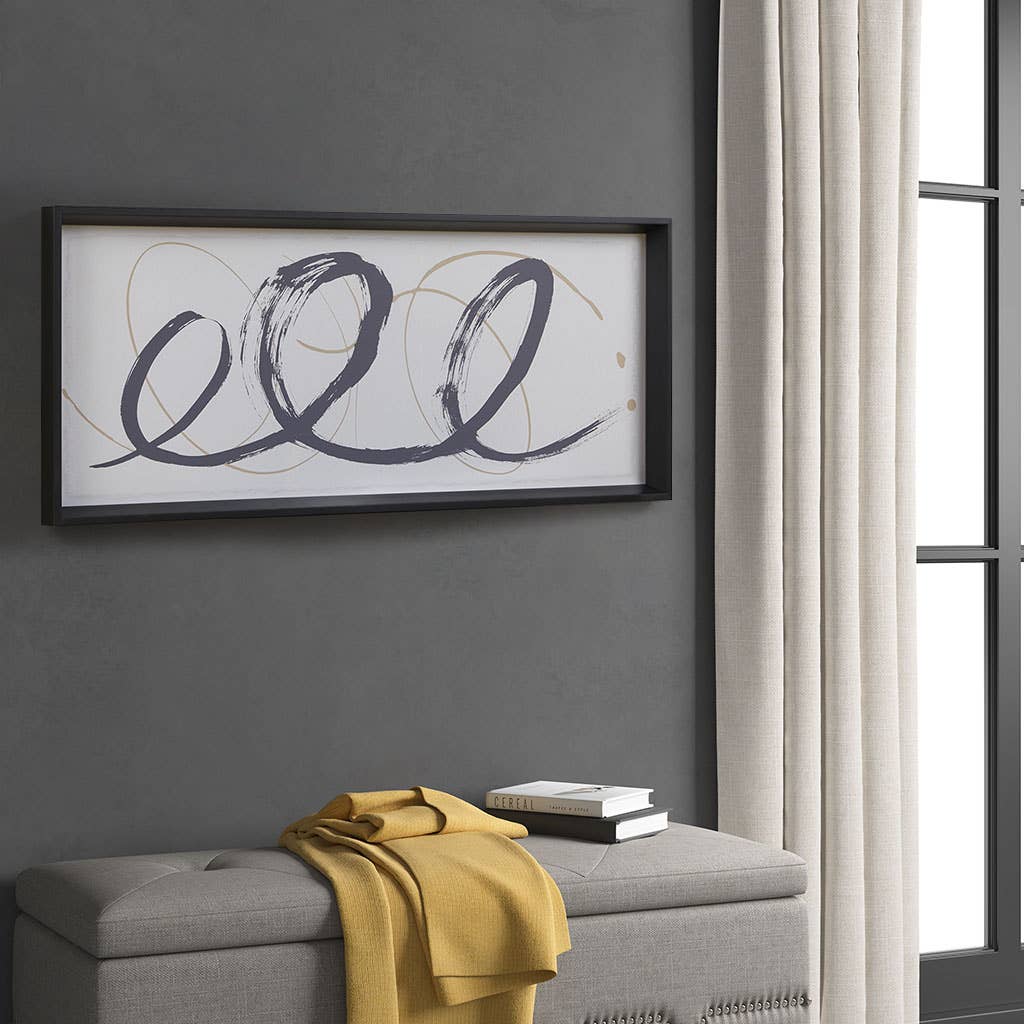Black Modern Abstract Stroke Framed Wall Decor