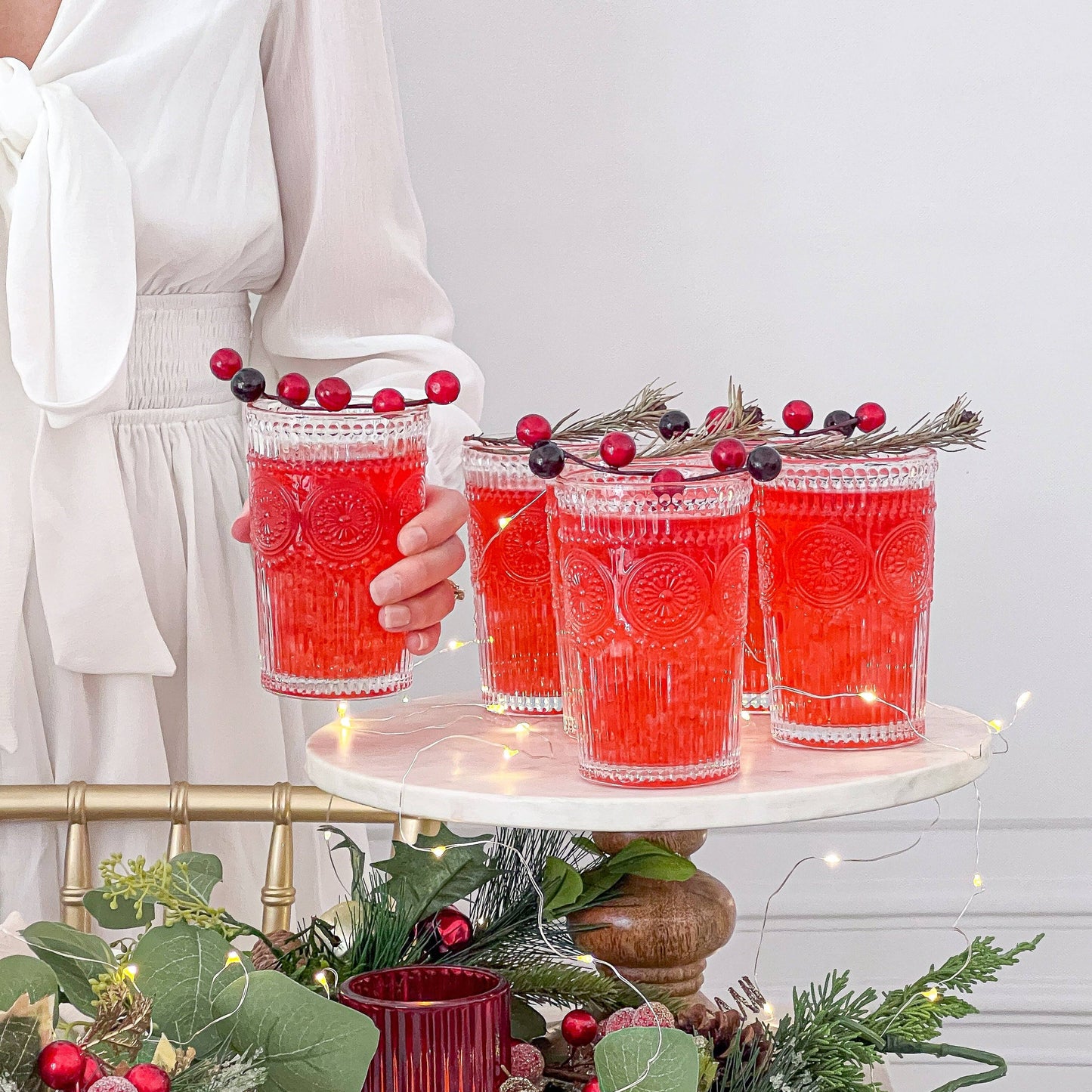 13 oz. Vintage Textured Clear Drinking Glasses (6 pcs)