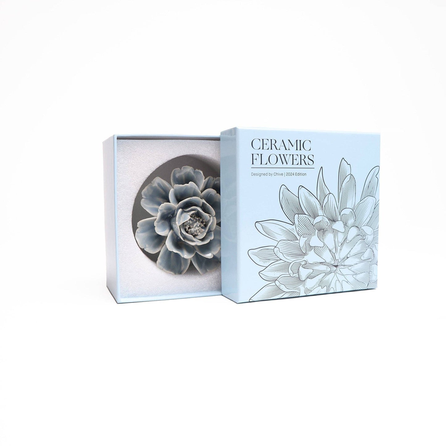 Pastel Blue Rose Tabletop Decor Boxed Gifts Pottery Handmade