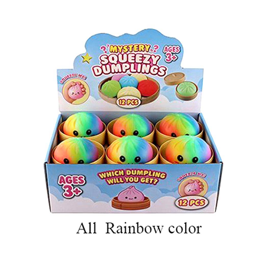 12PCS - Rainbow Steamed Bao Bun Dumpling Squeeze Squishy Stress Relief Toy