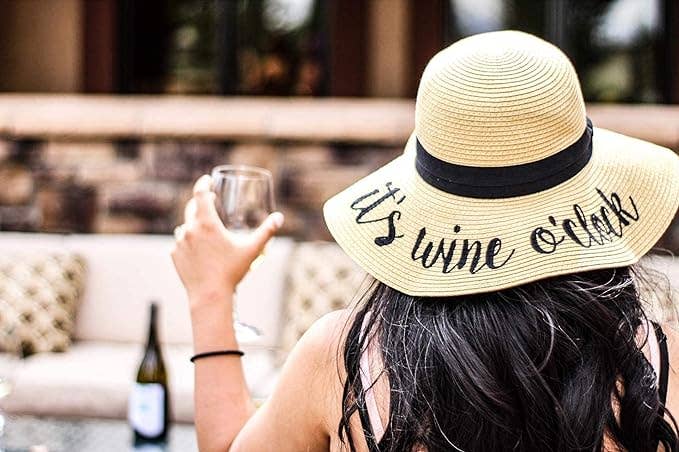Embroidered Sun Hat - It's Wine O'clock