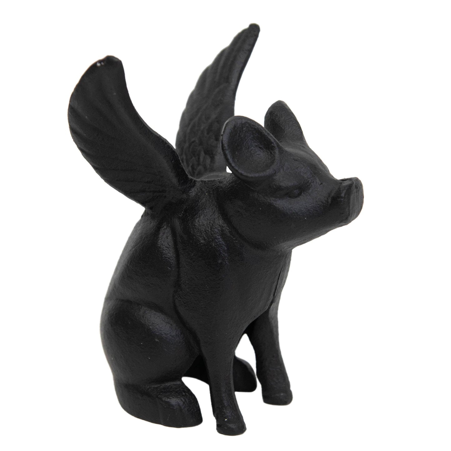 Flying Pig Farmhouse Black Cast Iron Decorative Figure