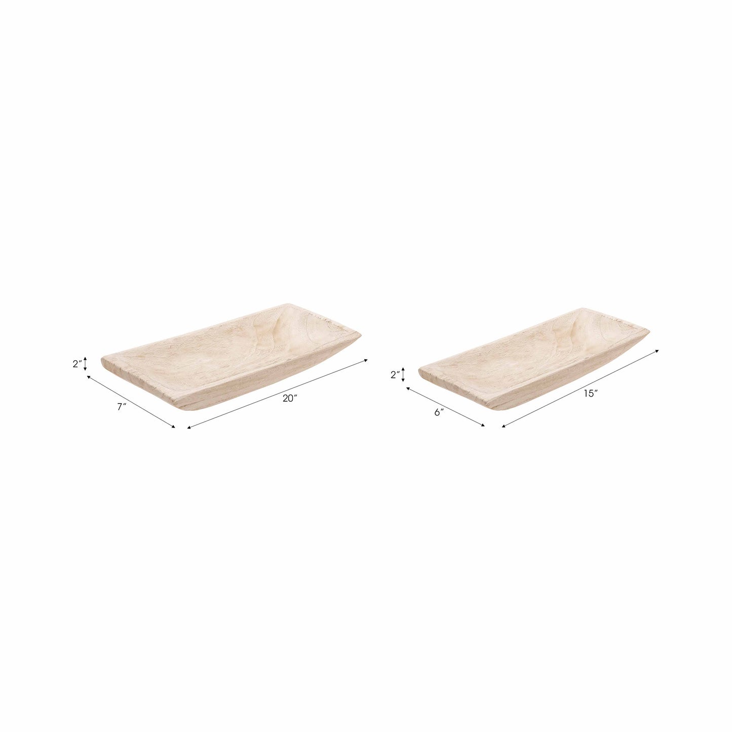 White 15in. Wooden Rectangular Coastal Trays