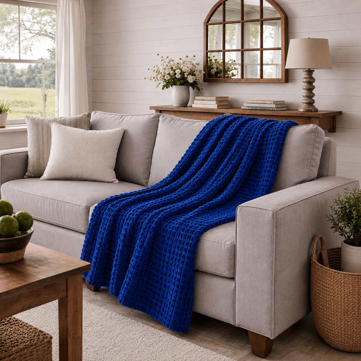 Textured Waffle Large Throw Blanket - 60"x80"