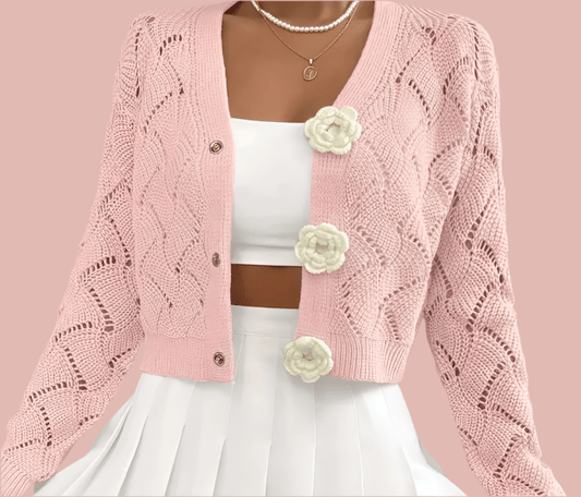 Women's Pink Sweater w/flowers