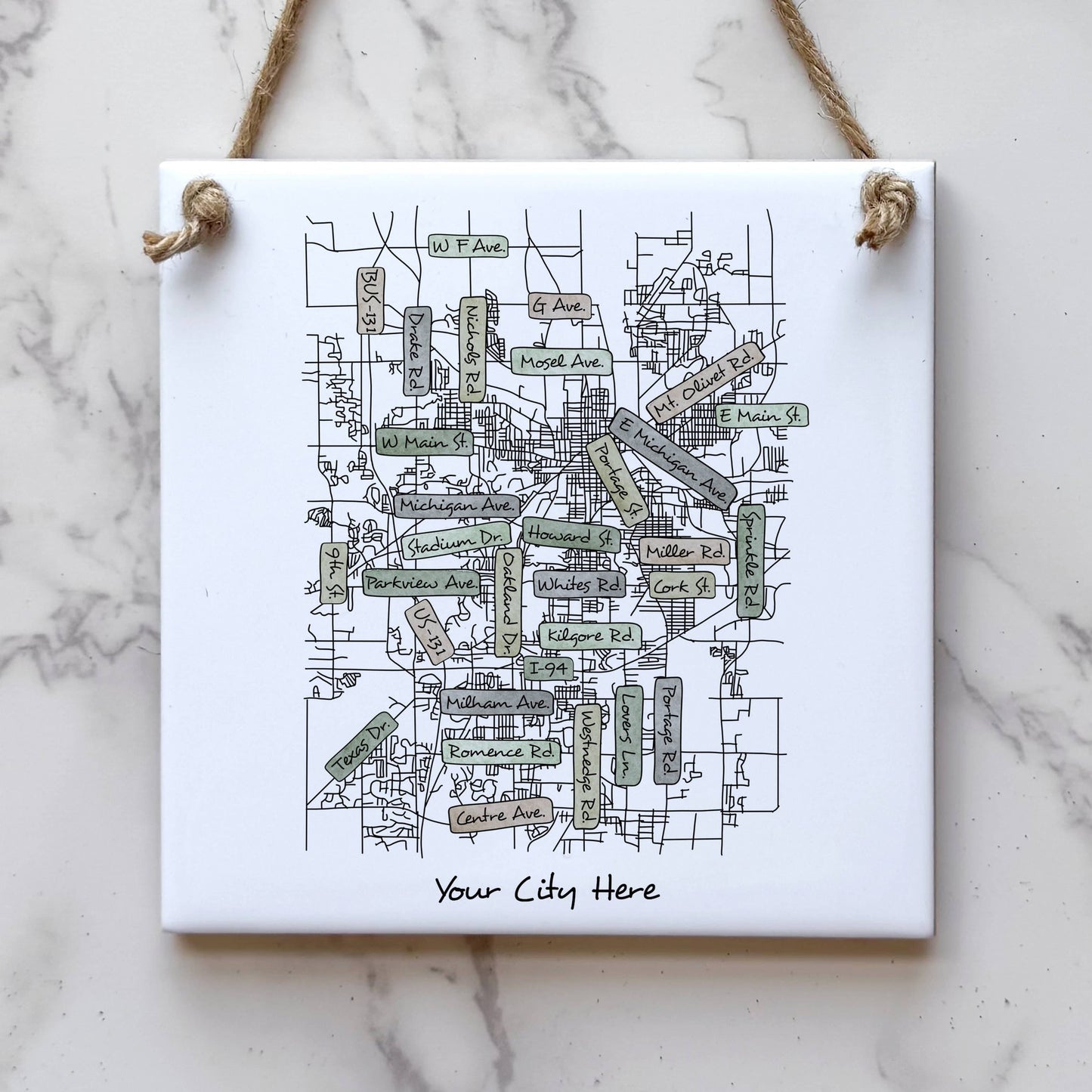 Custom City Street Map Sign - Mini Square - Custom Order