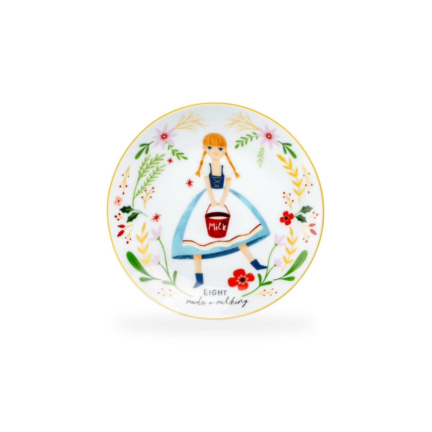 12 Days of Christmas Fine Porcelain Appetizer Plate Set - Gift Box Version