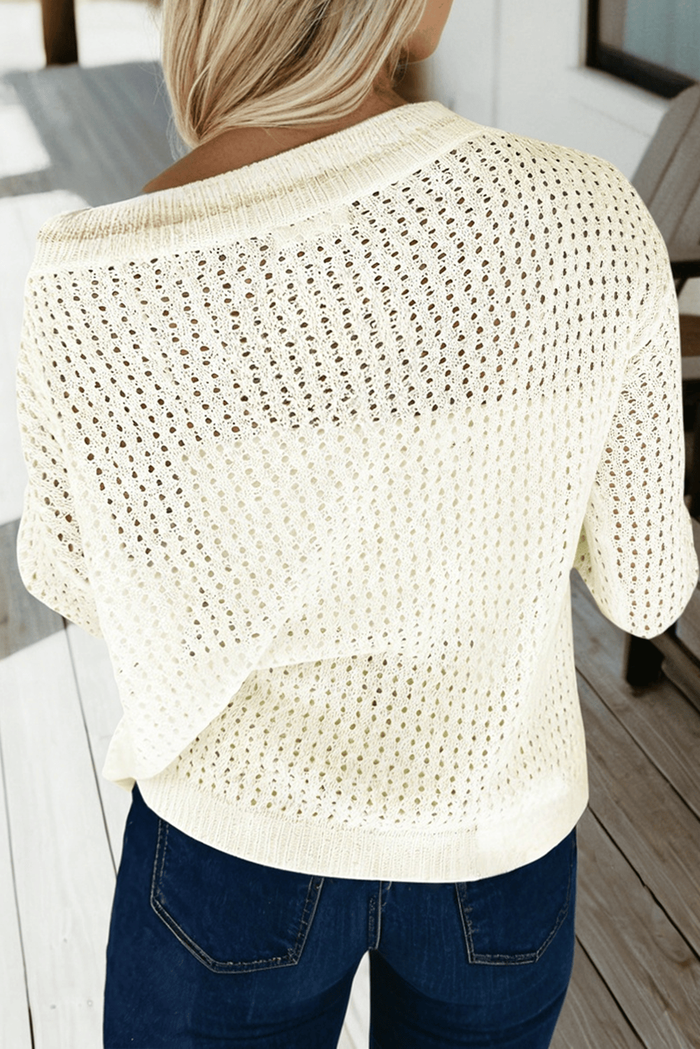 BEACH Hollow Out Knitted Lightweight Dolman Sweater (S-XL)