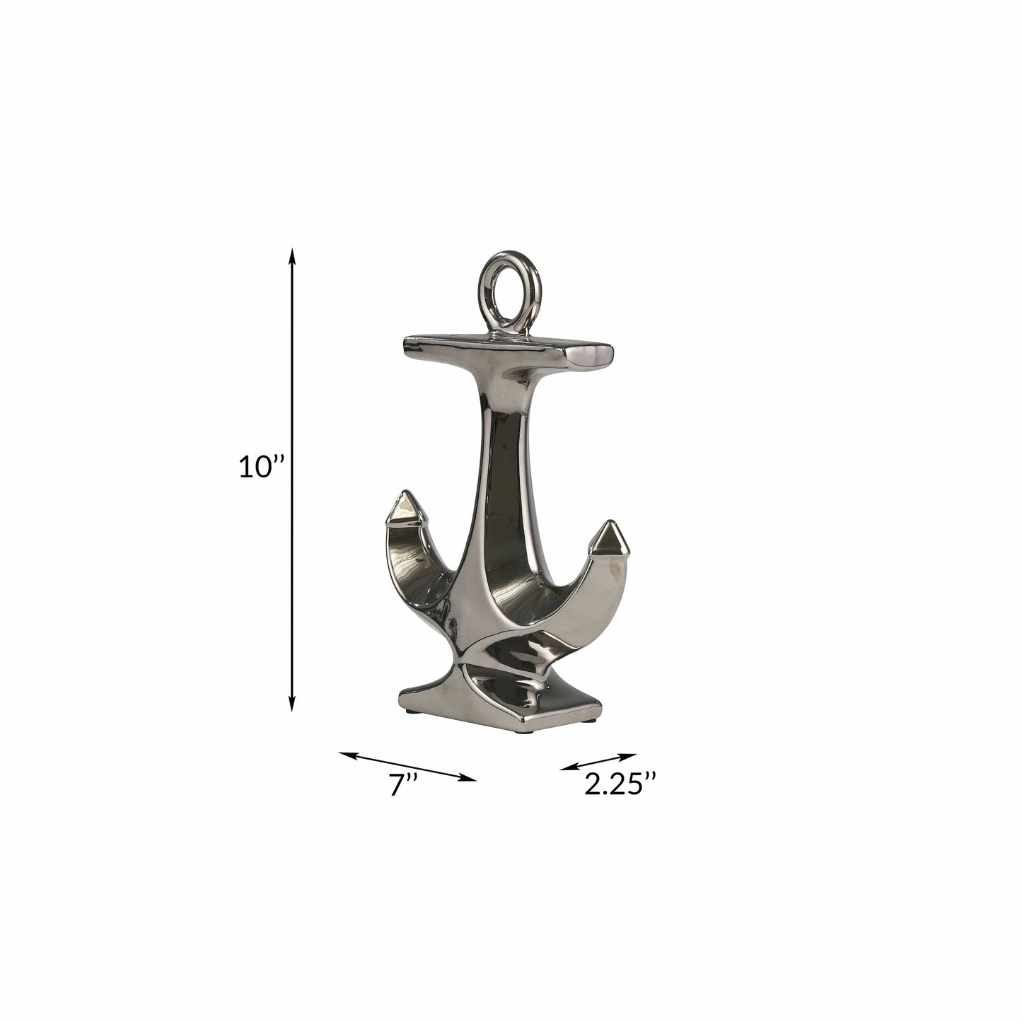 Silver 10 in. Ceramic Novelty Solid Coastal Sculpture