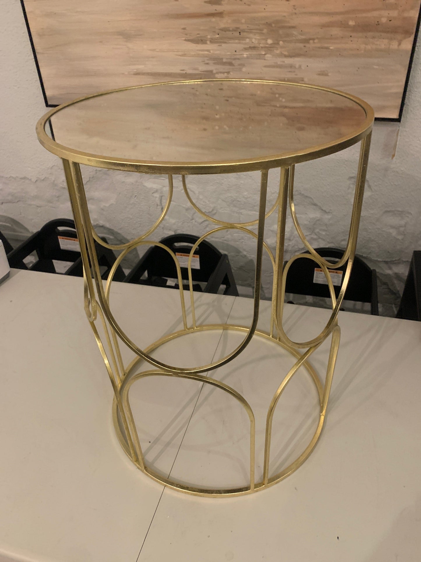 Gold w/ Mirror Top Table