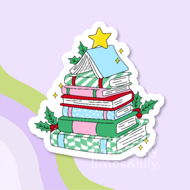 Christmas Book Tree Vinyl Sticker