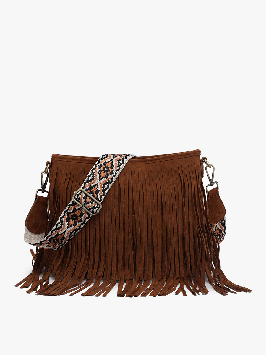 M2045 Sadie Suede Fringe Crossbody w/ Guitar Strap