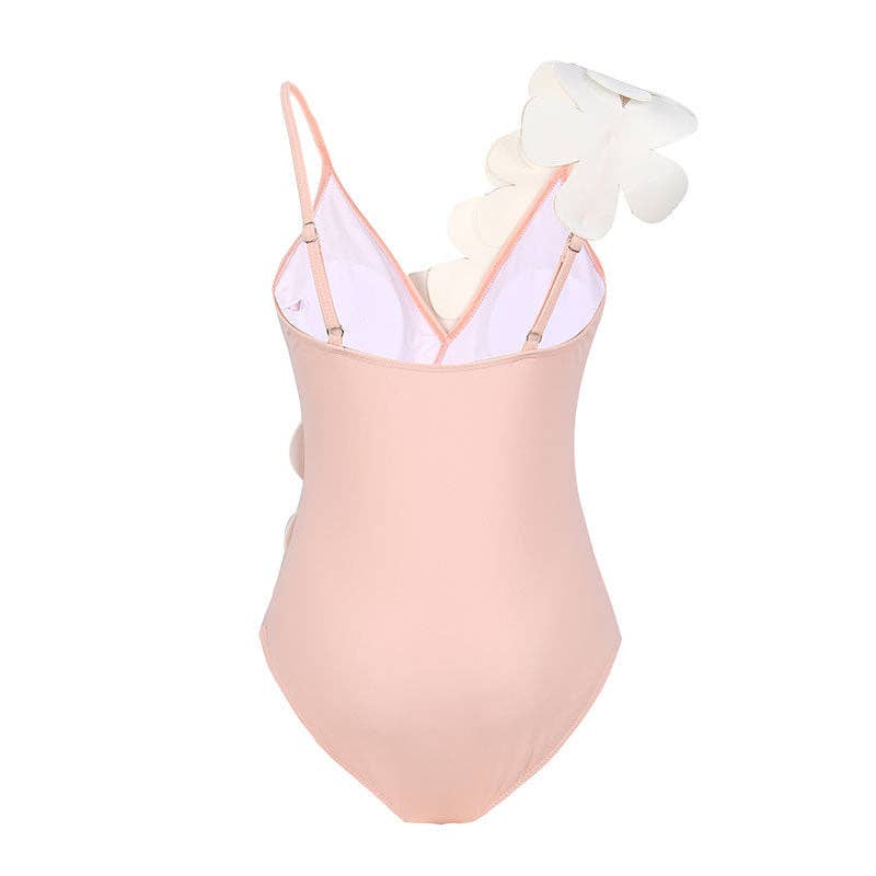 2PC Set Flower Shoulder One Piece Swimwear